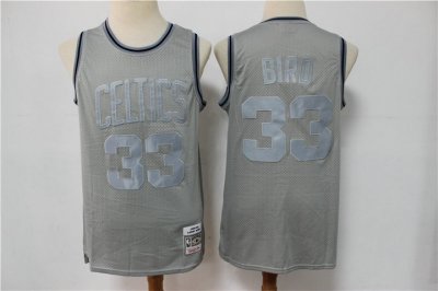 Maillot de Basket #33 Bird Boston Celtics M&N Gris